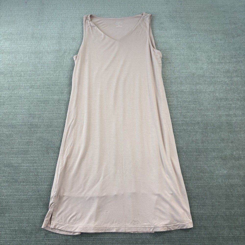 Cozy Earth Womens XS Dust Pink Bamboo Viscose V-Neck Tank Top Lounge Dress